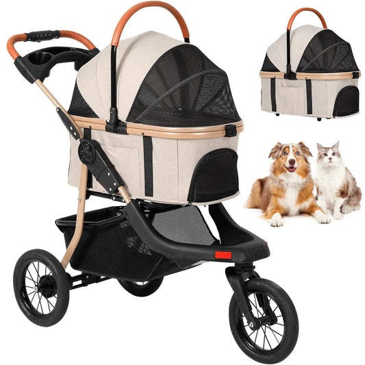 XMSJH 3-in-1 Premium Pet Stroller for Dogs and Cats