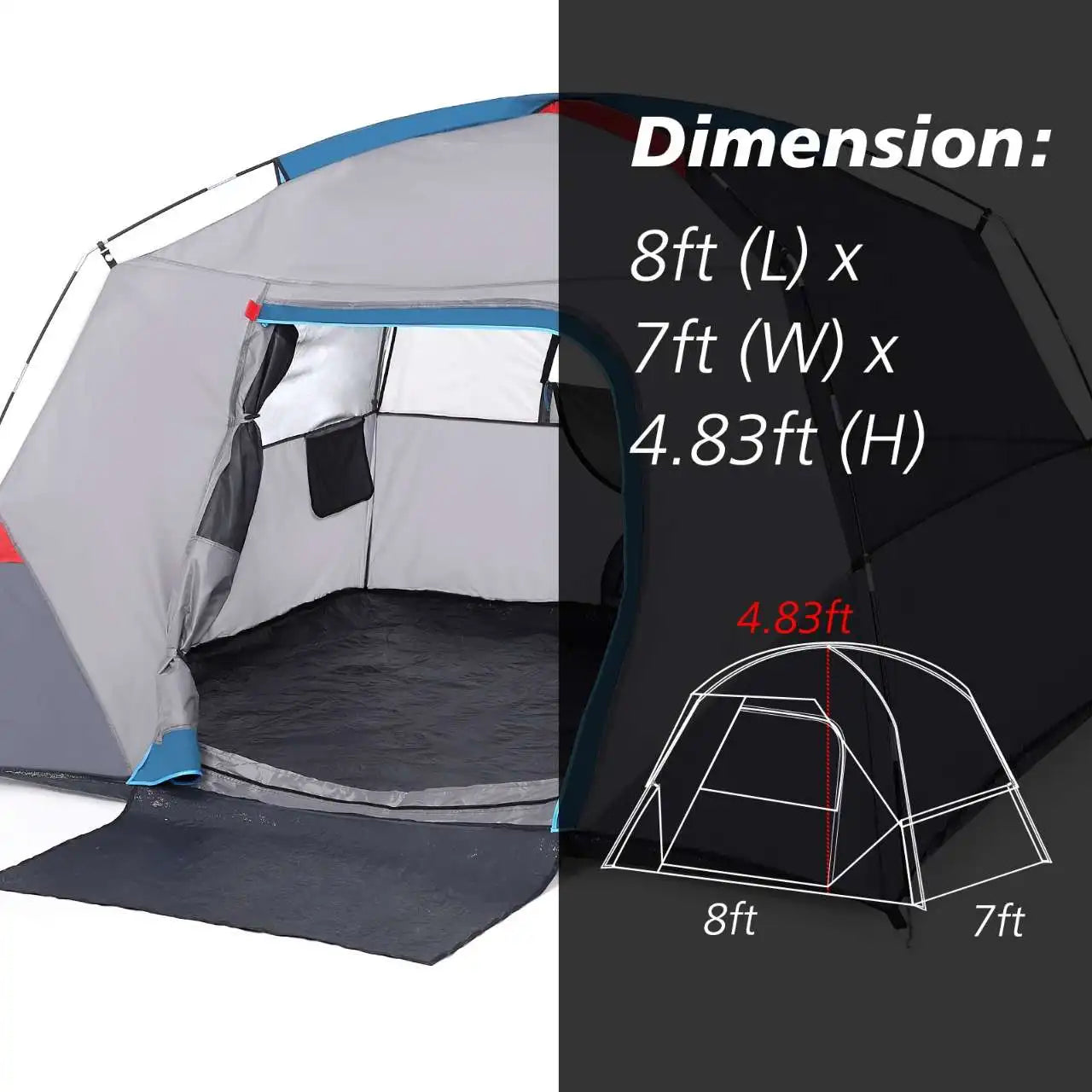 Camping Tent Outdoors Trip Tent Easy Set up Camping Tent 4 Person to 6 Person Sunshade For Hiking Backpacking Traveling Shelter