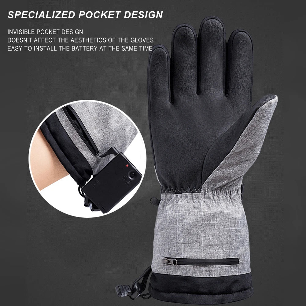 AlloetCN Heated Gloves Waterproof Thermal Electric Outdoor