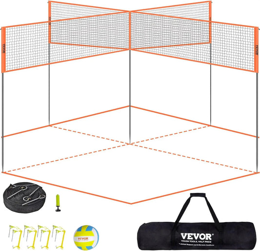 Adjustable 4-Way Volleyball Net Set for Outdoor Fun