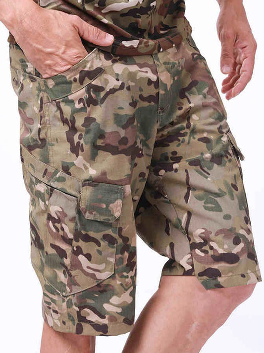 Men's Military Uniform Shorts Tactical Shorts Solid Color Multi-Pocket Summer Casual Straight Shorts Men