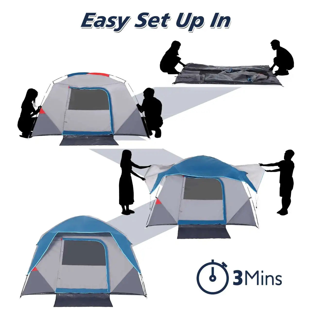 Camping Tent Outdoors Trip Tent Easy Set up Camping Tent 4 Person to 6 Person Sunshade For Hiking Backpacking Traveling Shelter