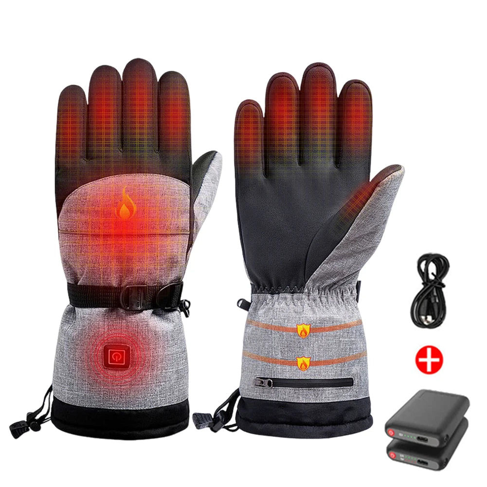 AlloetCN Heated Gloves Waterproof Thermal Electric Outdoor