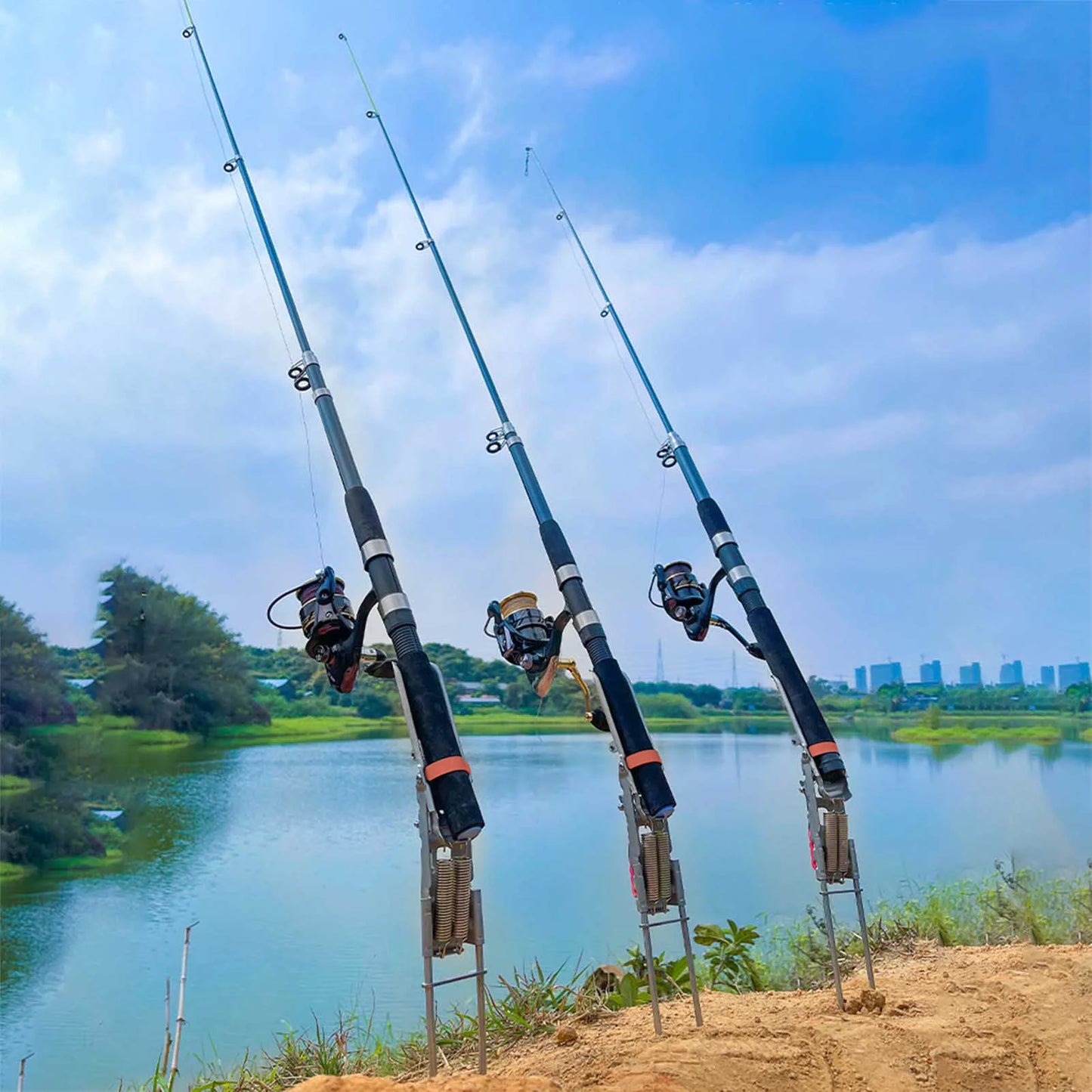 35*17cm Stainless Steel Fishing Rod Stand Holder Bracket Automatic Spring Dismantle Rod Holders for All Fishing Rods