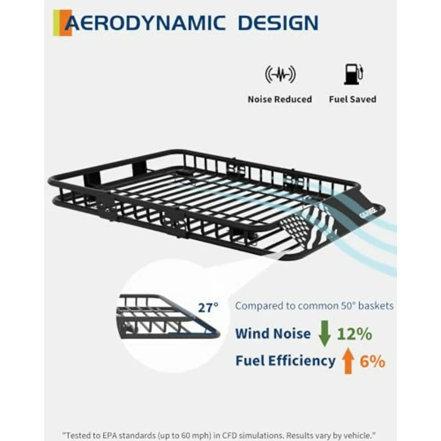 Hign-concerned Universal Roof Rack Carrier Basket 200 Lb Capacity