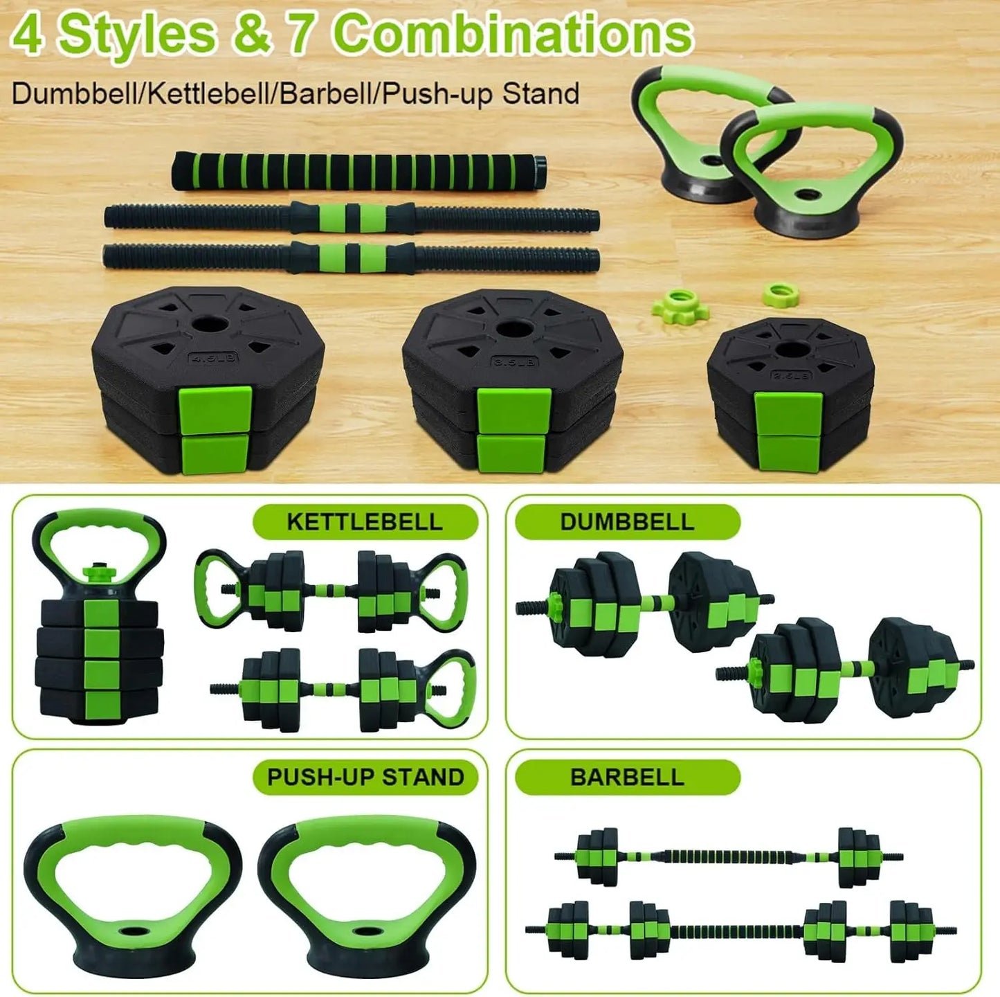 HiMISS Adjustable 4 in 1 Kettlebell Dumbbell Set Home