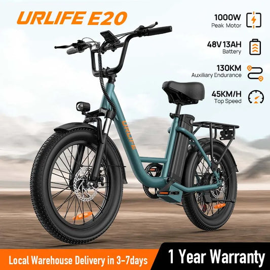 URLIFE E20 1000W Fat Tire Electric Bike Removable Battery