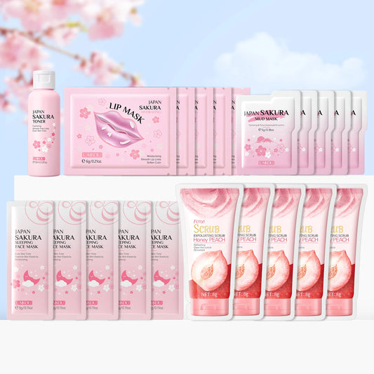 Laikou Sakura Skincare Set Hydrating Toner Lip Mask MudMask