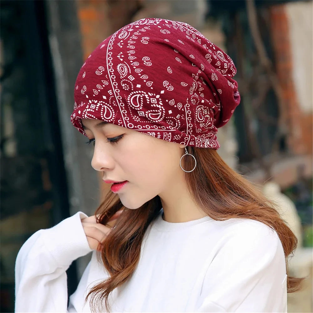 CN Women Knit Beanie Cap 2 Way Wear Bonnet WinterHat