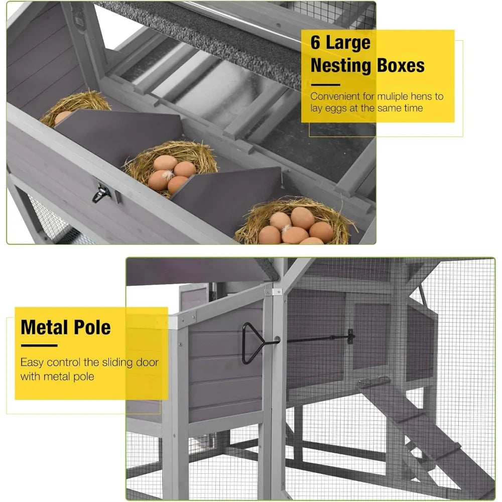Extra Large Wooden Chicken Coop with Nesting Boxes for Poultry