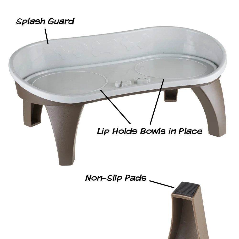 XMSJ Elevated Dog Bowl Stand with Splash Guard and Non-Skid Feet