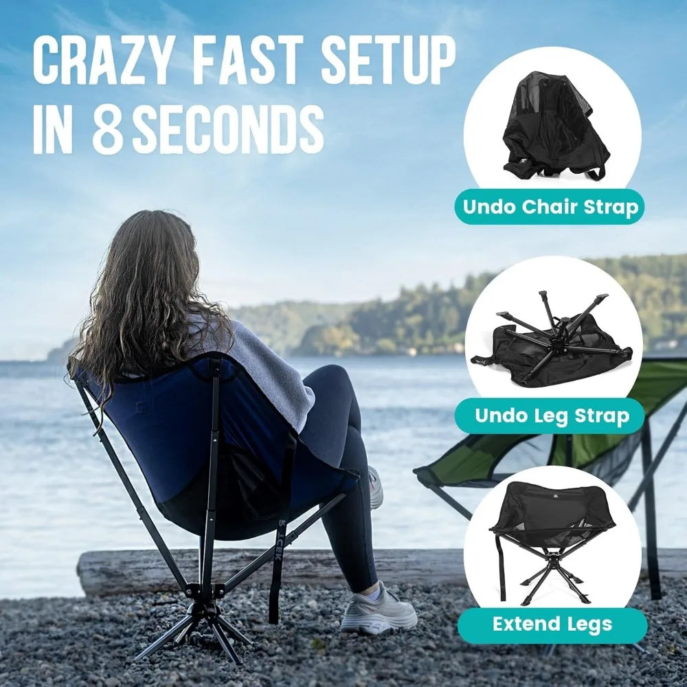 Rotary Portable Chair - Folding chair, adult, lightweight outdoor backpacking chair for camping,hiking,fishing,supports 300 LBS