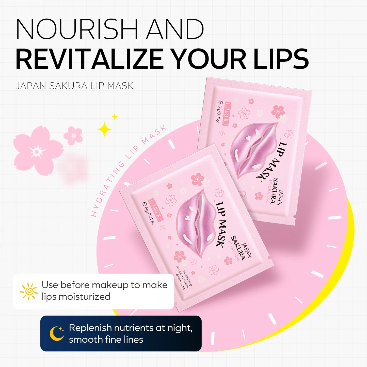 Laikou Sakura Skincare Set Hydrating Toner Lip Mask MudMask