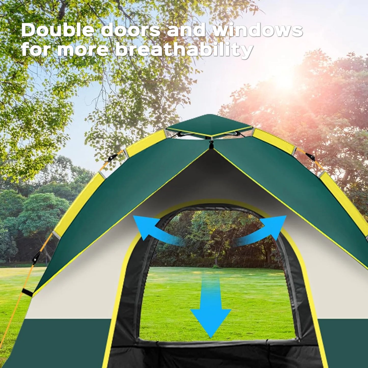 LOVEWE Quick Opening Camping Tent, Waterproof & Windproof, Dual Doors & Windows, Easy Setup, Lightweight, 2 Person Capacity