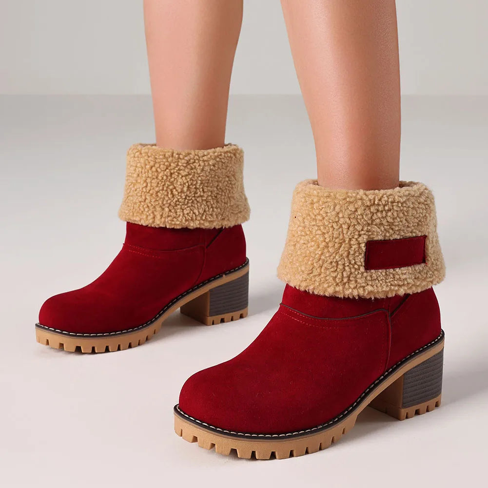 Winter Faux Fur Snow Boots For Women Platform Heels