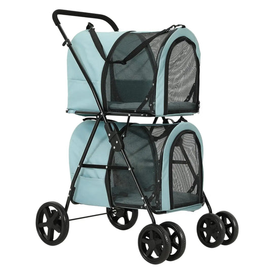 XMSJ 4-in-1 Double Pet Stroller with Detachable Carriers