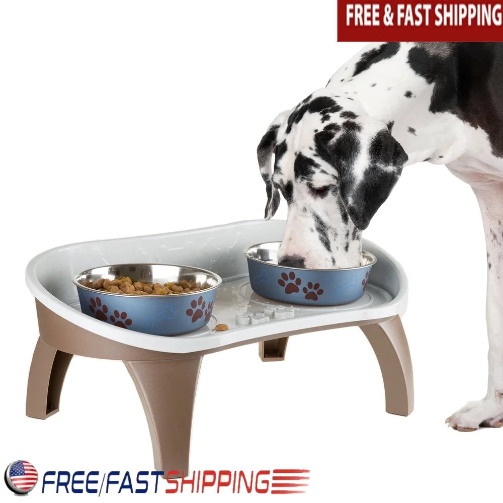XMSJ Elevated Dog Bowl Stand with Splash Guard and Non-Skid Feet