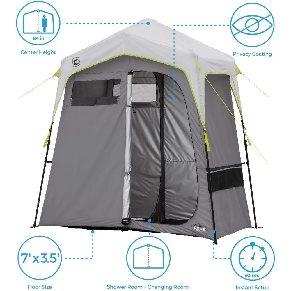 Instant Camping Shower Tent with Changing Privacy Room