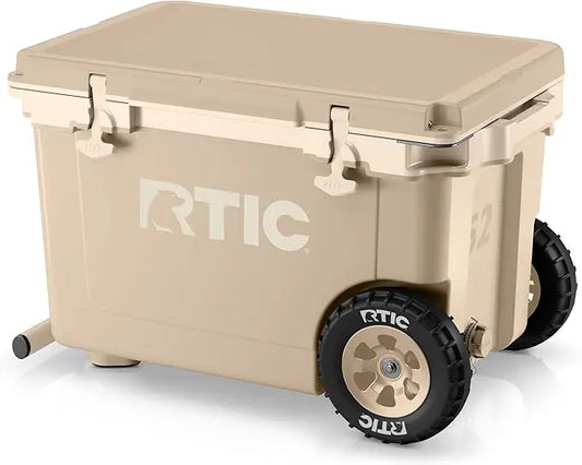 52 Quart Ultra-Light Wheeled Hard Cooler Insulated Portable Ice Chest Box for Beach, Drink, Beverage, Camping, Picnic, Fishing,
