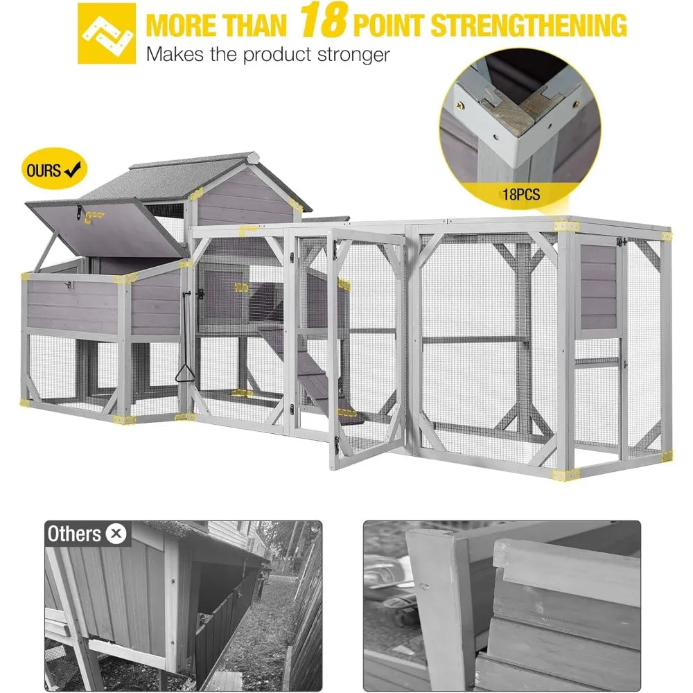 Extra Large Wooden Chicken Coop with Nesting Boxes for Poultry