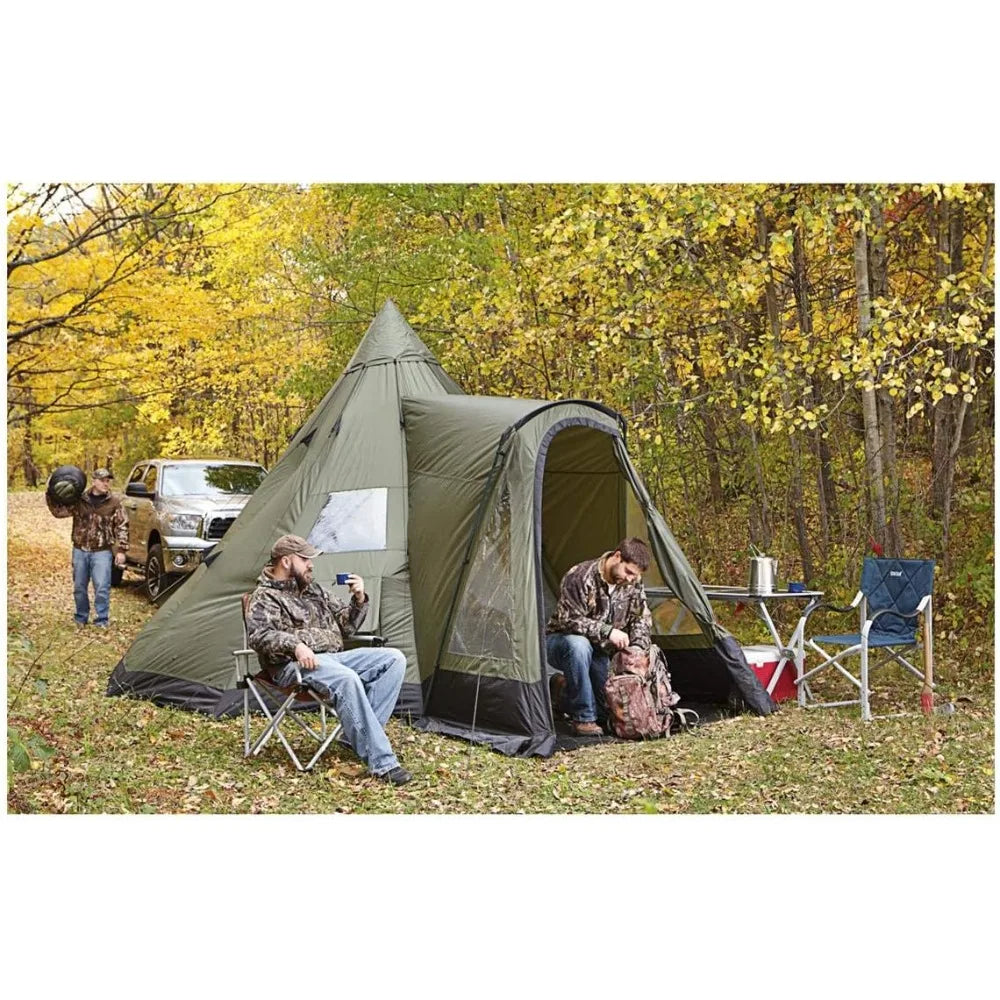 Deluxe Teepee Tent 14' x 14' for Adults Outdoor Camping 6-Person Instant Easy Set-Up Waterproof Shell 4-Season - High quality