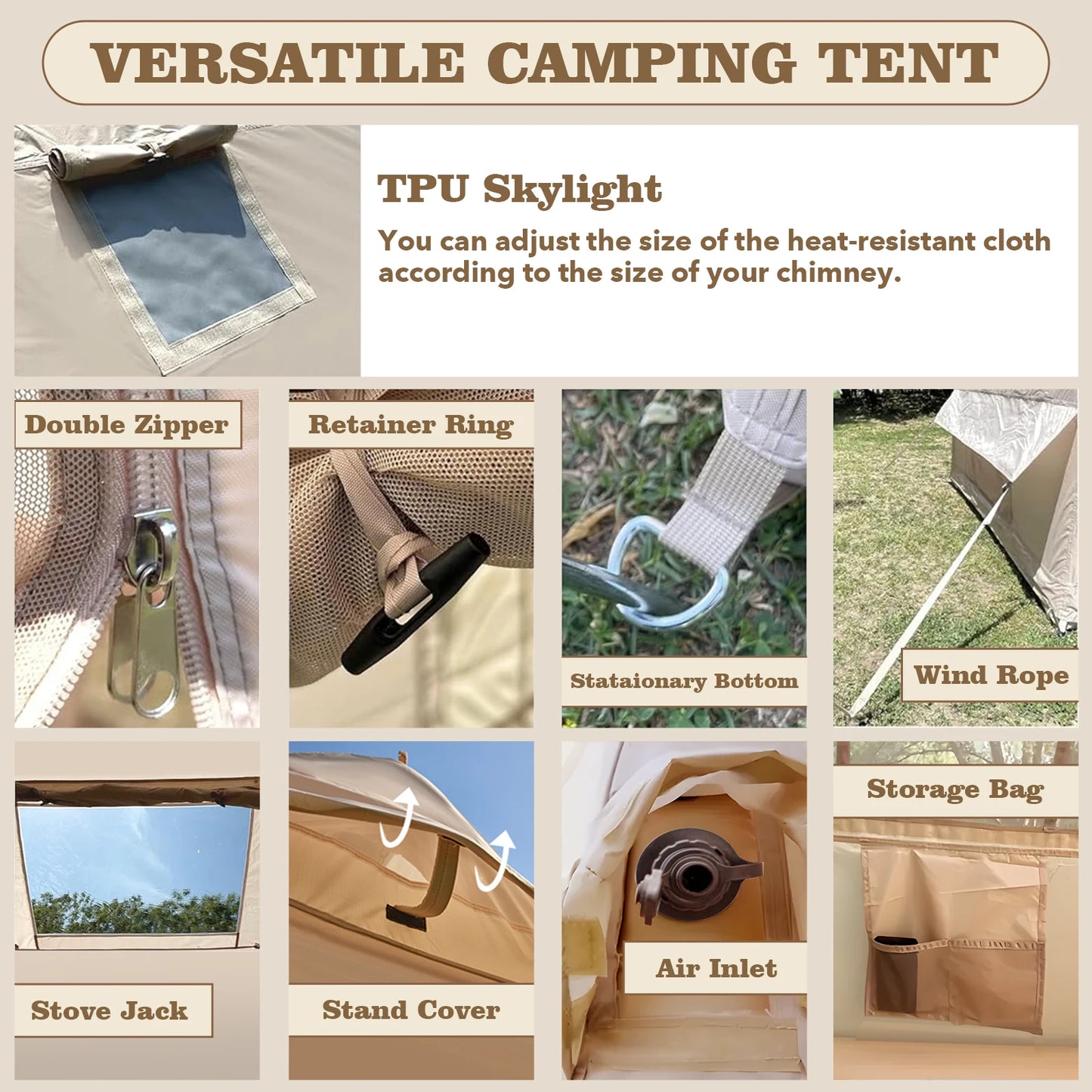 80.7 Square Feet Inflatable Tent with Air Conditioning Vent,4 Season Glamping Blow up Tent for Camping,Waterproof Oxford Fabric