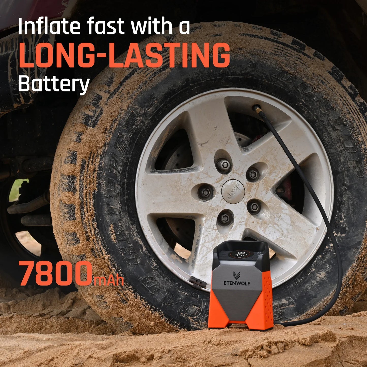 Etenwolf Zephyr S3C Portable Air Compressor for Cars and Bikes