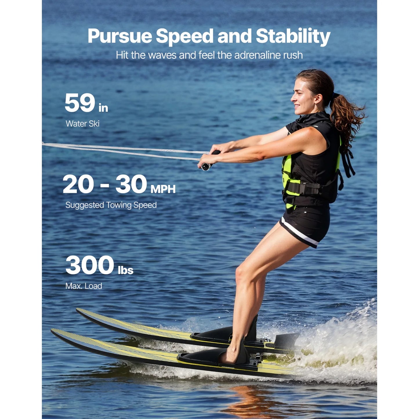 VEVOR Water Skis With Adjustable Horseshoe Bindings