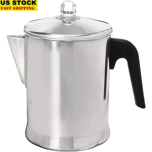 Durable Aluminum Stovetop Percolator Coffee Maker 9 Cup Easy Use Classic Design Ideal Home Camping Travel