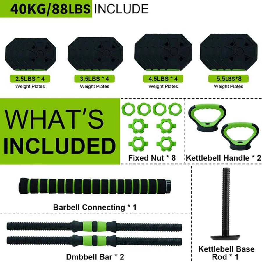 HiMISS Adjustable 4 in 1 Kettlebell Dumbbell Set Home