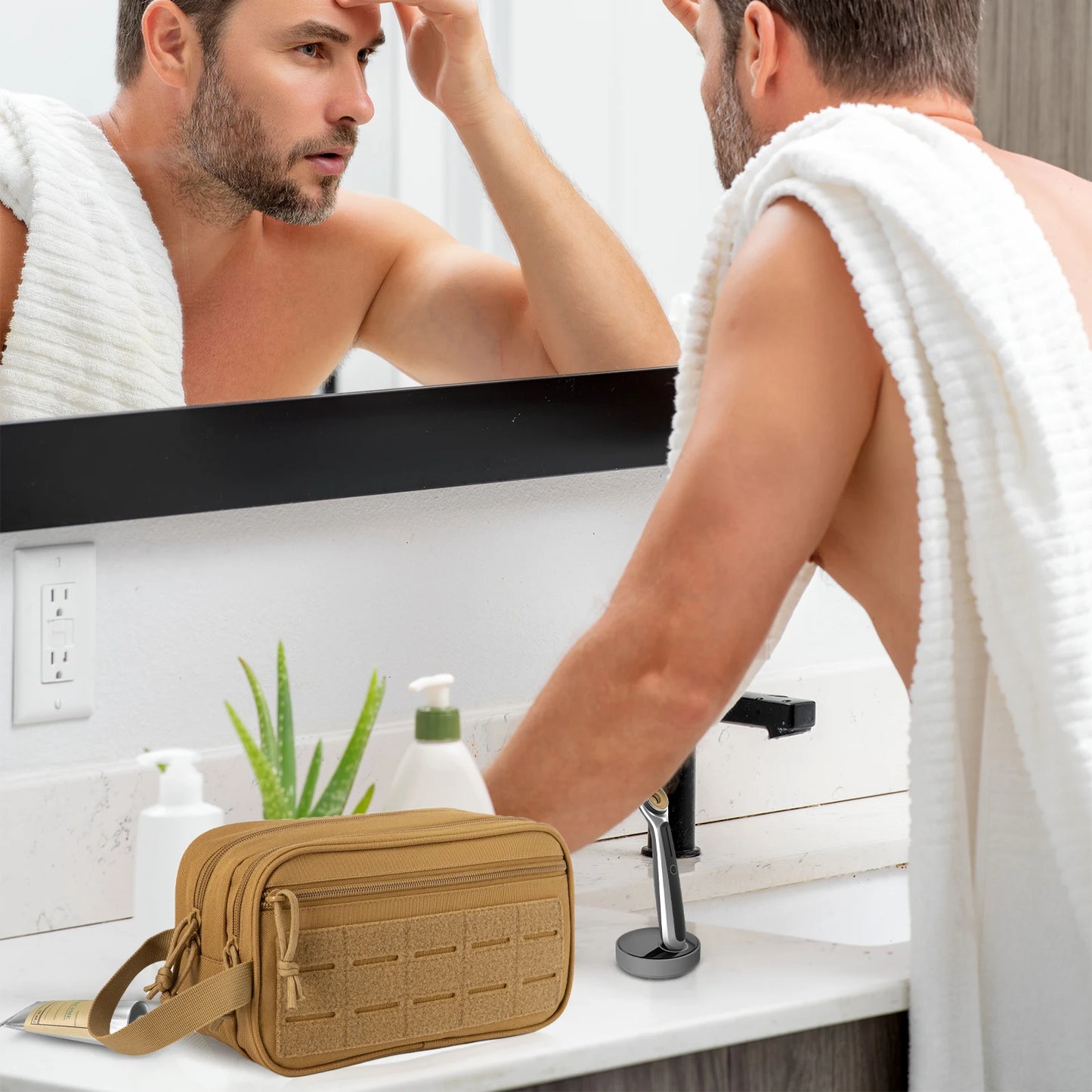 Men's Tactical Toiletry Bag, Hygiene Bag, EDC Tool, Soft Pouches, Small Toiletry Bag, Men's Shaving Kit, Travel Shower Bag
