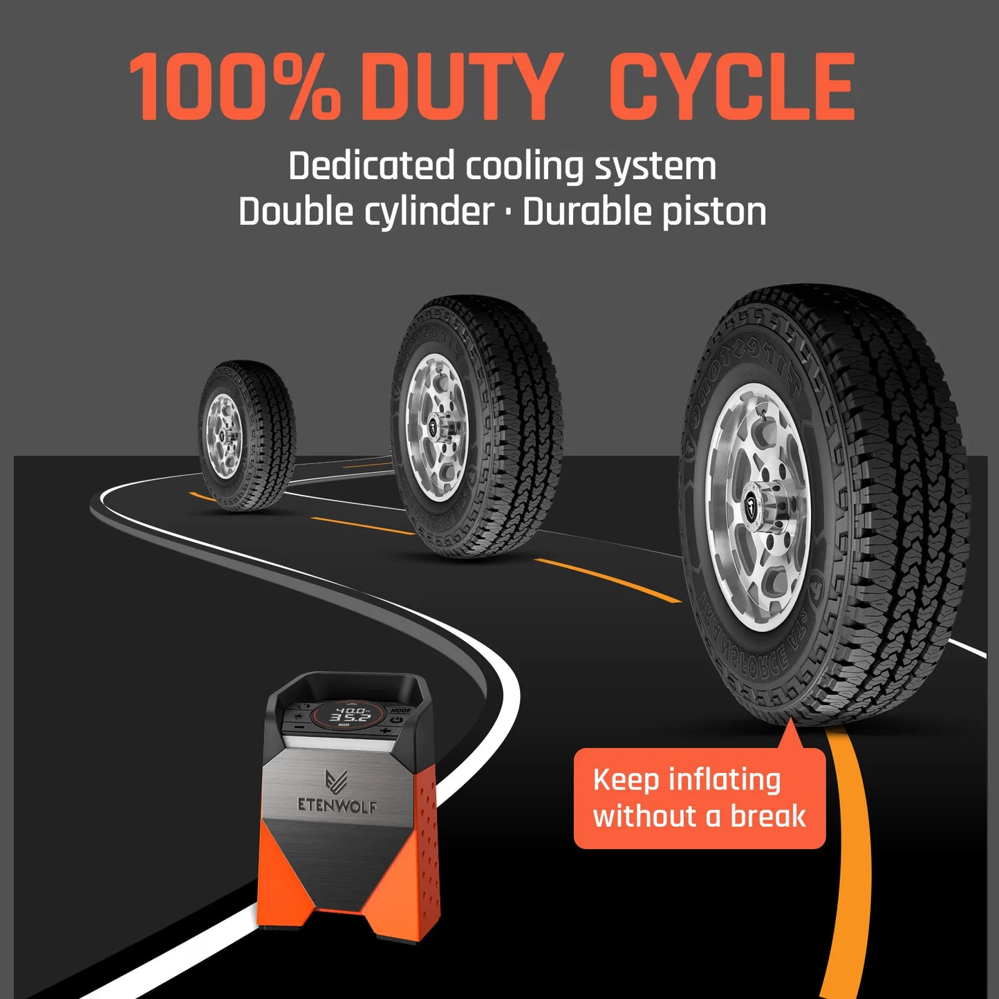 Etenwolf Zephyr S3C Portable Air Compressor for Cars and Bikes