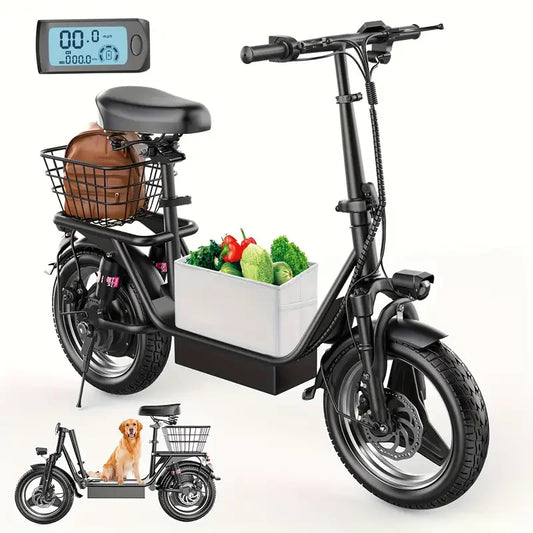 Fold Electric Scooter With Basket 500W Full Suspension