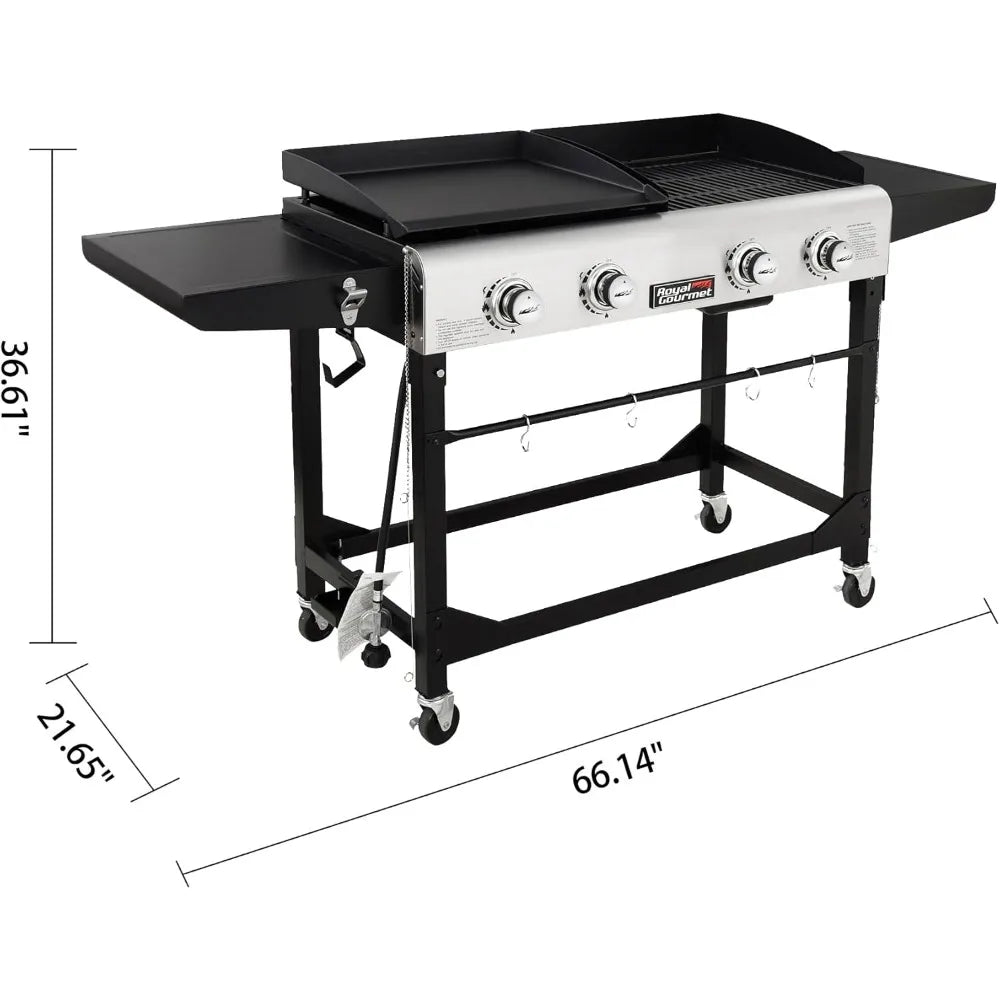 DAFIFY 4-Burner Propane Gas Grill and Griddle Combo
