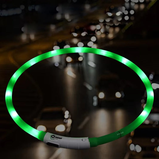 LED Light Dog Collar USB Rechargeable Silicone Waterproof