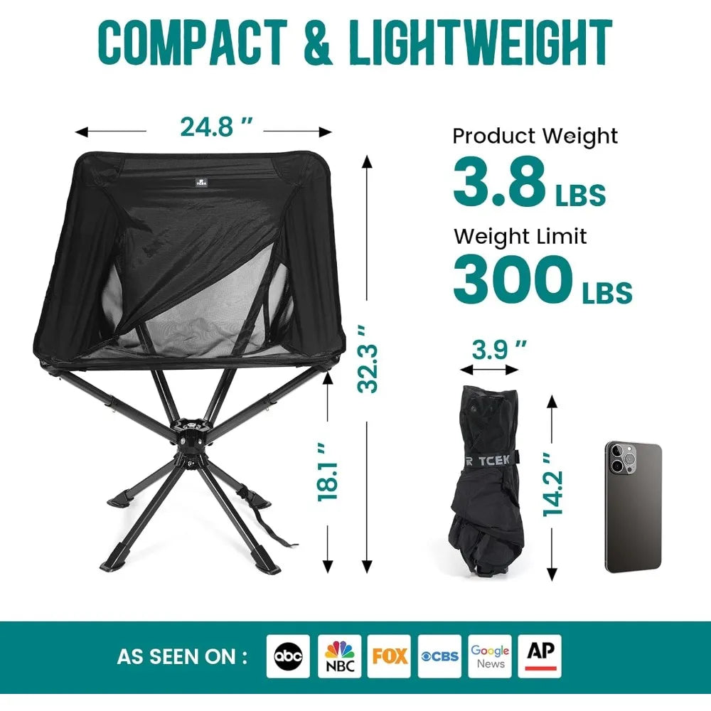 Rotary Portable Chair - Folding chair, adult, lightweight outdoor backpacking chair for camping,hiking,fishing,supports 300 LBS