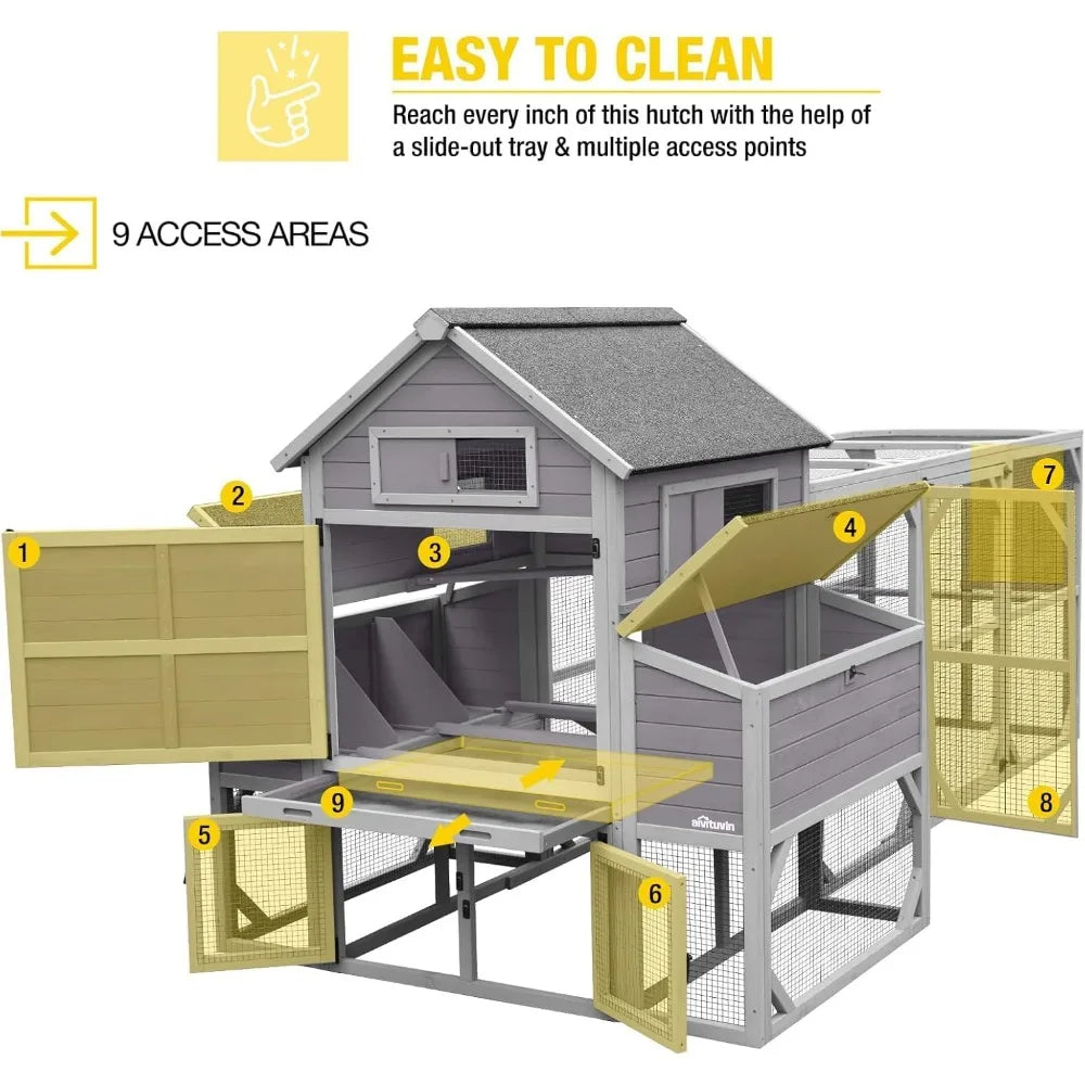 Extra Large Wooden Chicken Coop with Nesting Boxes for Poultry