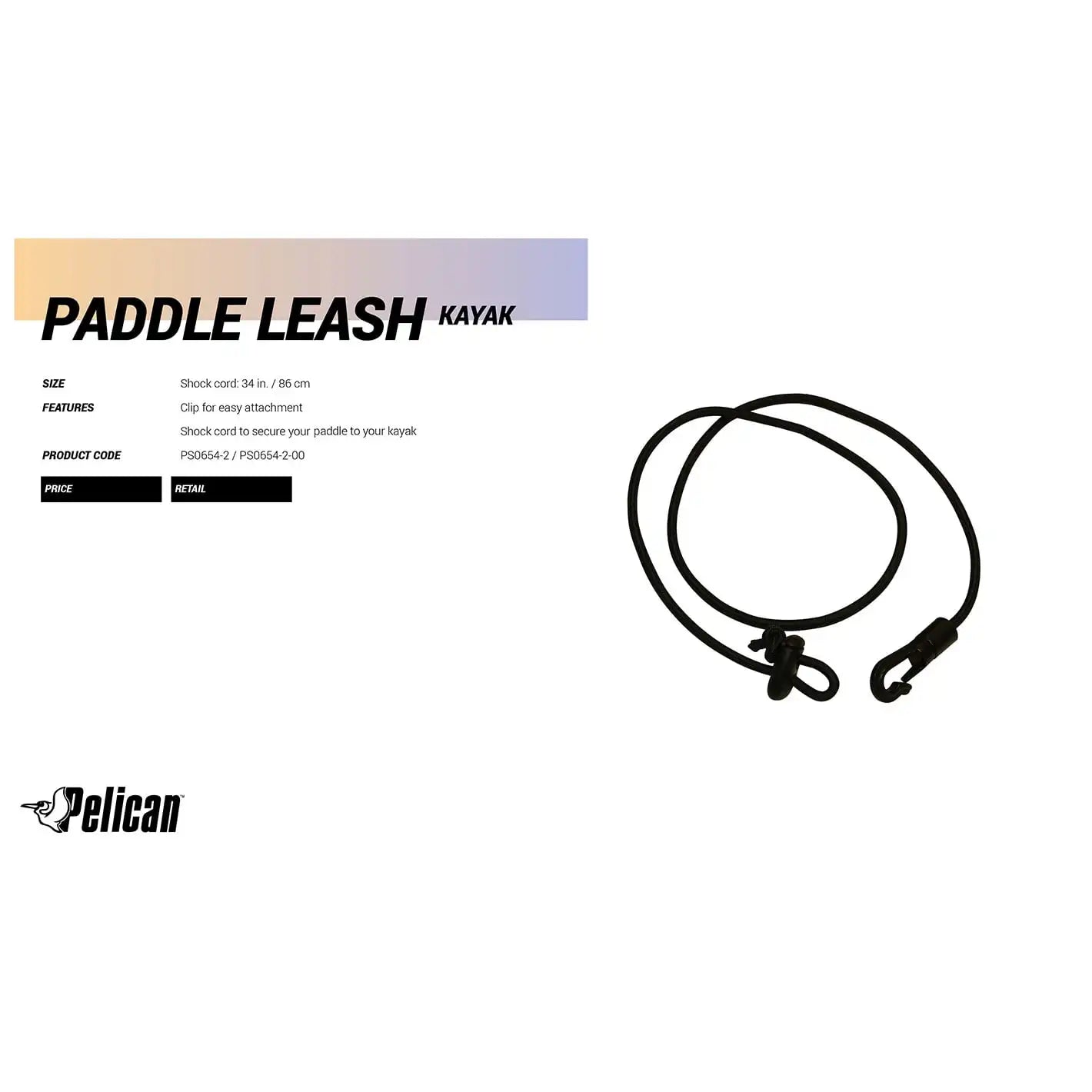 Pelican - Kayak Paddle Leash - Black