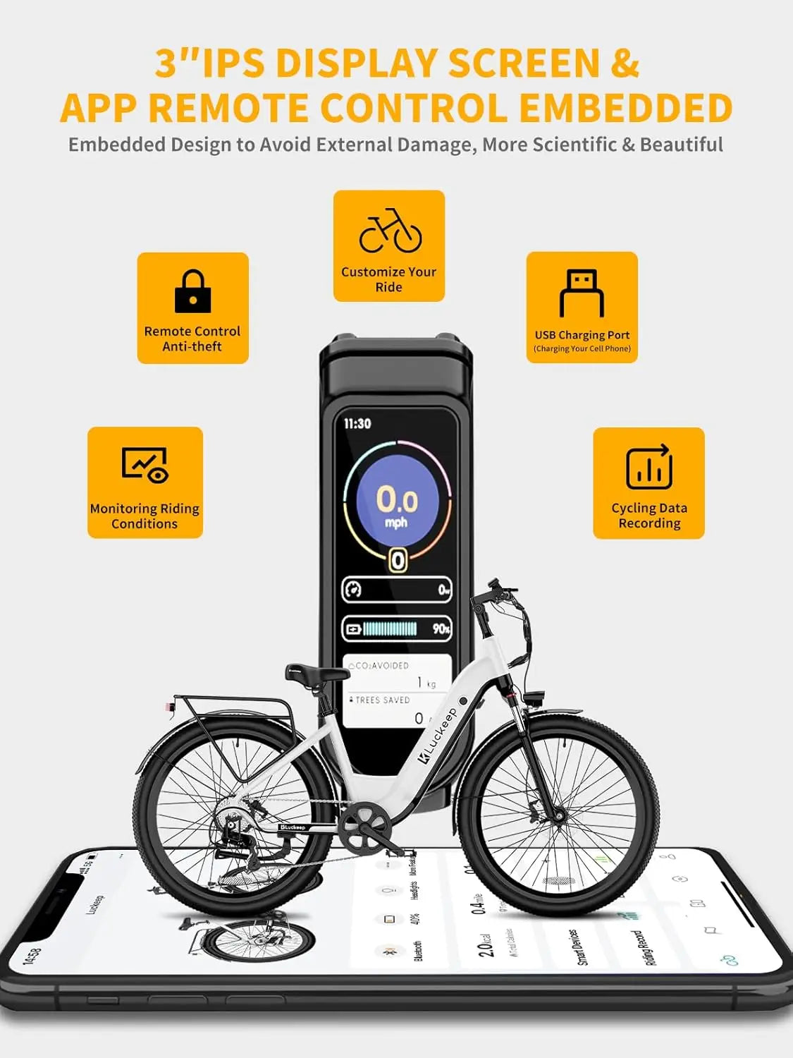 Luckeep X2 [Torque Sensor] Electric Bike for Adults 1200W Peak,28MPH 80Miles,20AH, 26'' *3.0'' Step-Thru Ebikes Hydraulic Brake