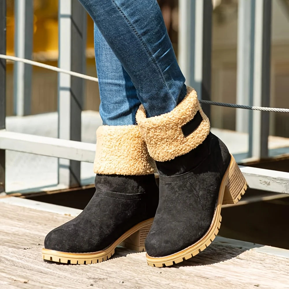 Winter Faux Fur Snow Boots For Women Platform Heels