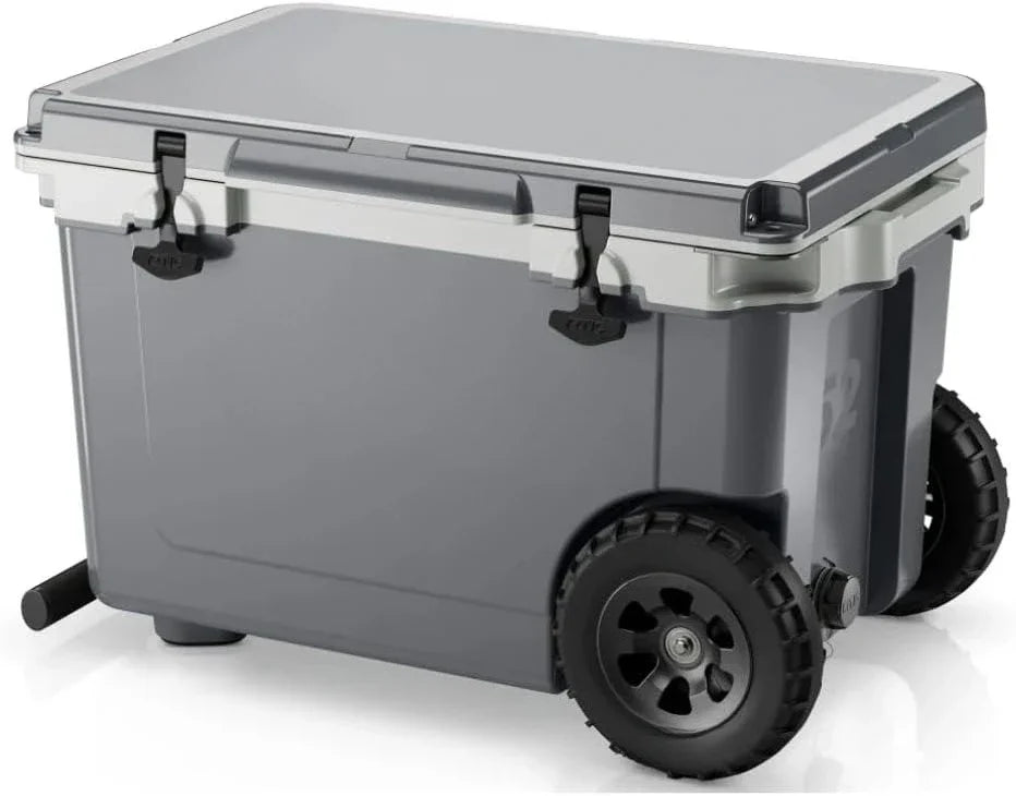 52 Quart Ultra-Light Wheeled Hard Cooler Insulated Portable Ice Chest Box for Beach, Drink, Beverage, Camping, Picnic, Fishing