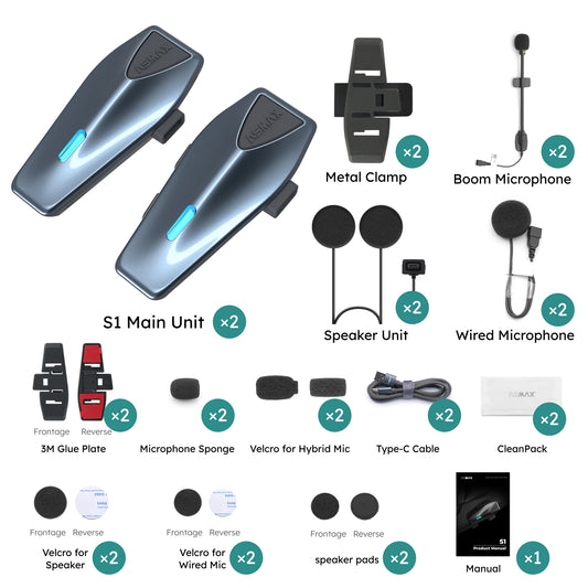ASMAX S1 Bluetooth Intercom for Motorcycle and ATV