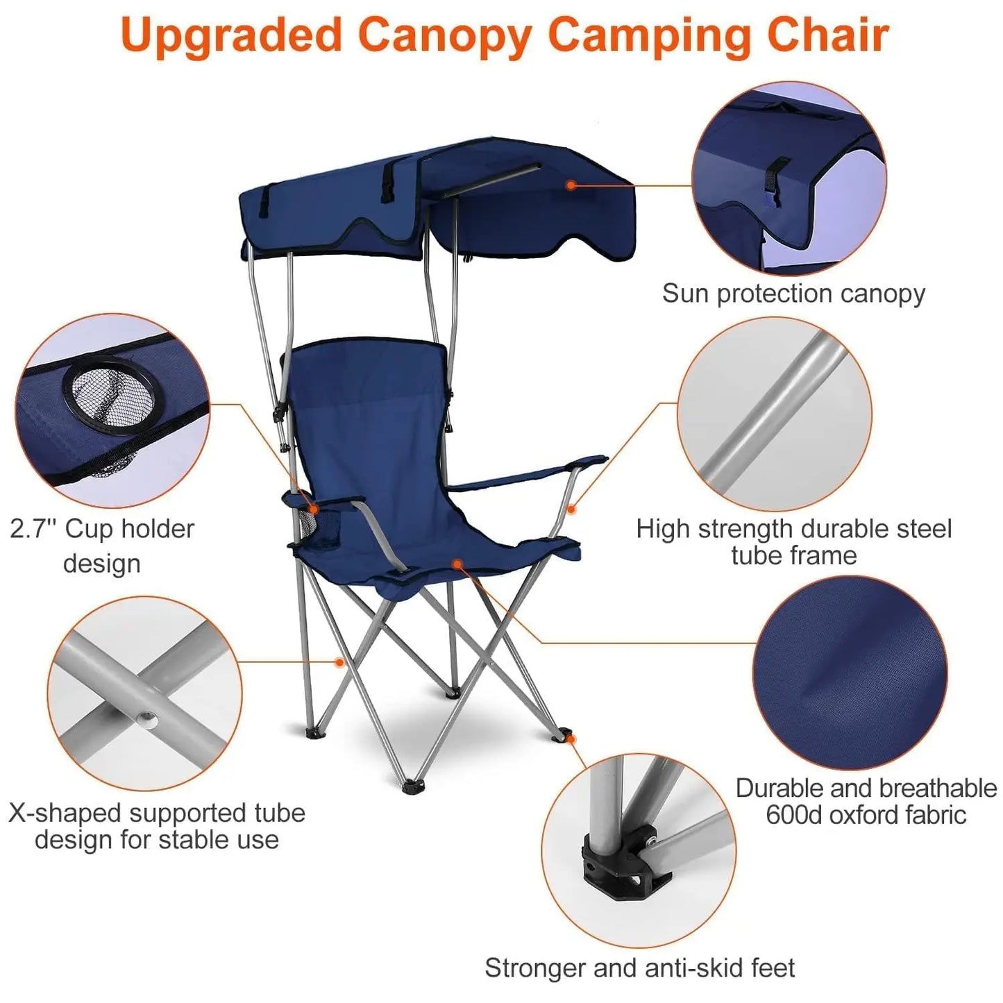 General Use Camping Chair With Canopy Outdoor Lounge