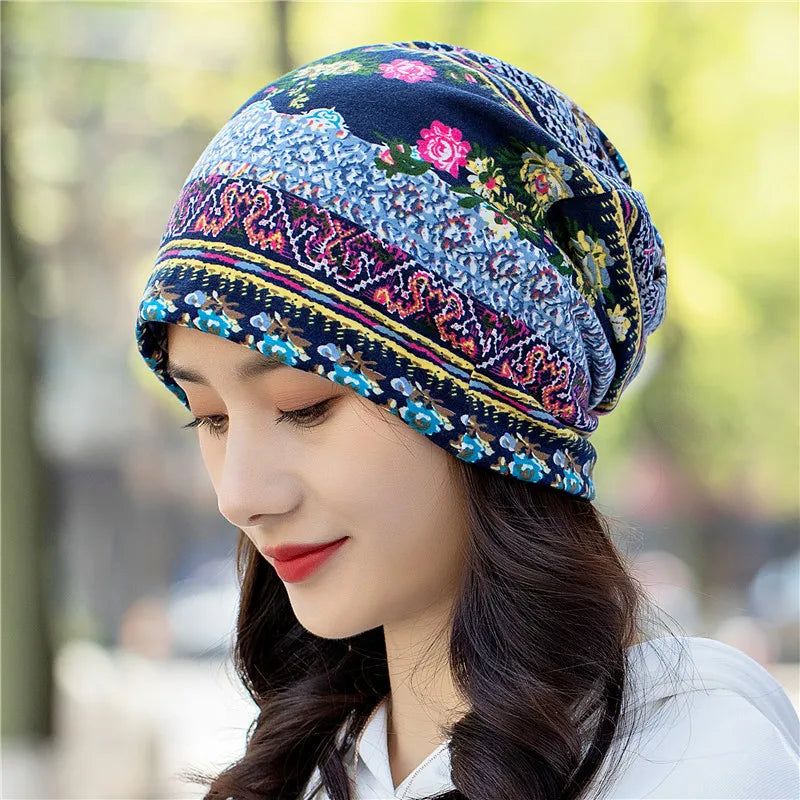 CN Women Knit Beanie Cap 2 Way Wear Bonnet WinterHat