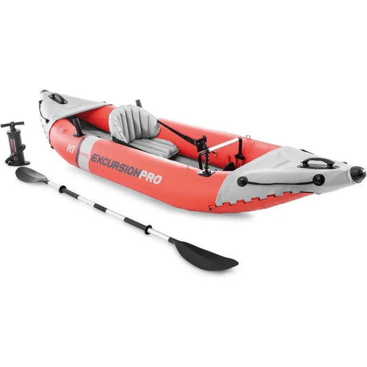 INTEX 68303EP Excursion Pro K1 Inflatable Kayak Set: Includes Deluxe 86in Kayak Paddles and High-Output Pump