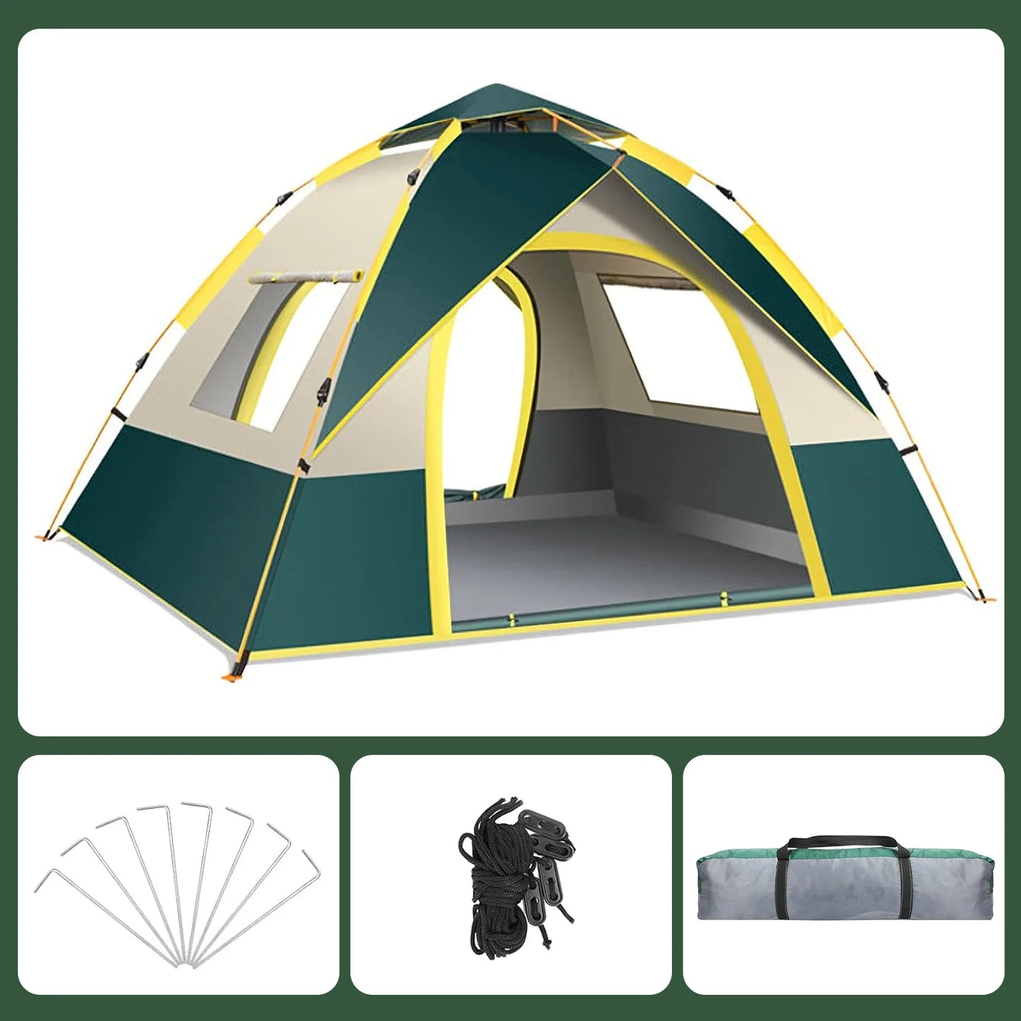 LOVEWE Quick Opening Camping Tent, Waterproof & Windproof, Dual Doors & Windows, Easy Setup, Lightweight, 2 Person Capacity