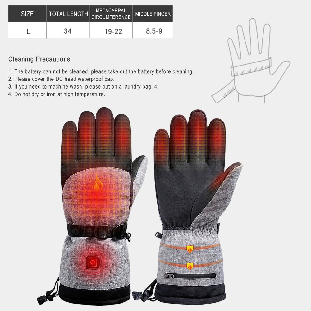 AlloetCN Heated Gloves Waterproof Thermal Electric Outdoor