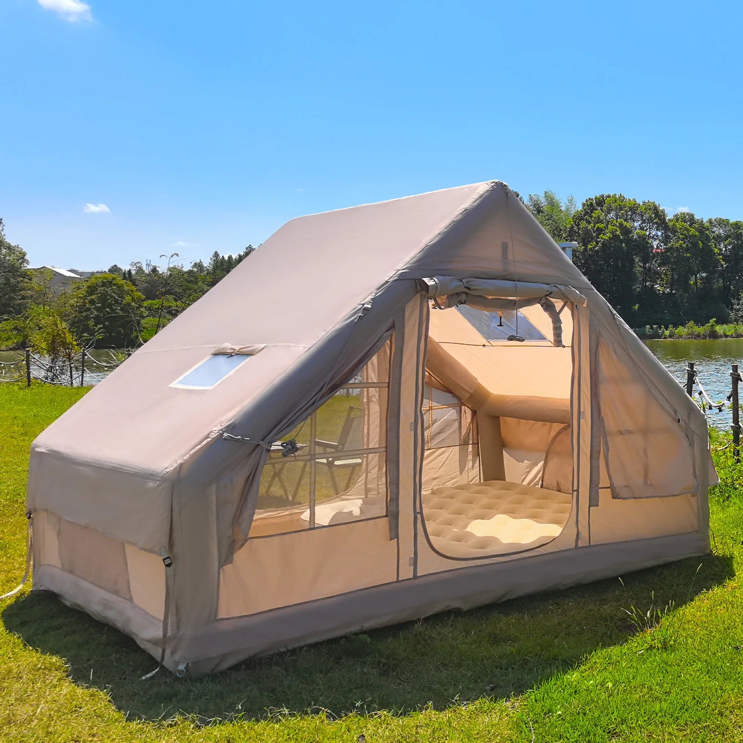 Inflatable Tents for Camping with Pump,Air Glamping Tents for Camping Family, Easy Setup Rainproof Windproof Outdoor Tents