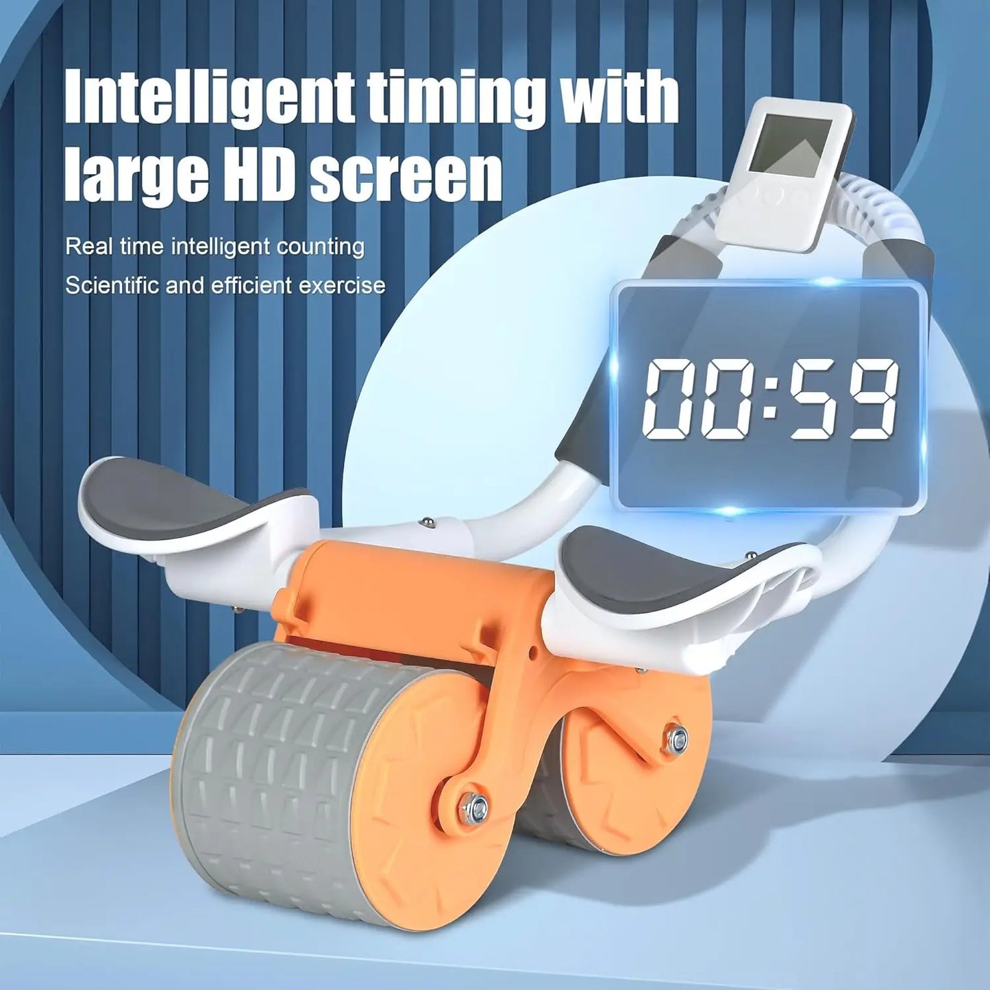 Hign Concerned Ab Roller Wheel With Knee Mat And Timer