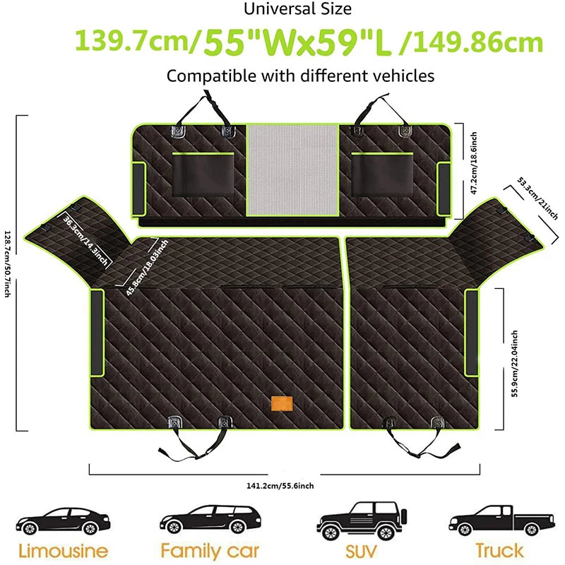 6-in-1 pet rear seat car cushion can be disassembled and machine washed, 100% waterproof and stain resistant